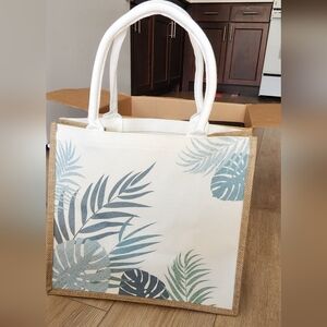 Tropical Print Leaf Floral Canvas Shopping Tote Bag New